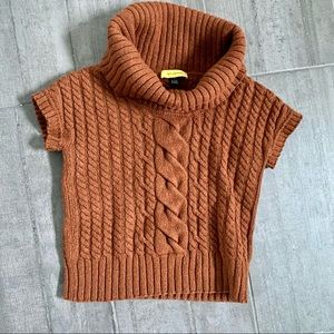 ST. JOHN P rust brick wool cowl neck sweater vest S women’s cardigan top